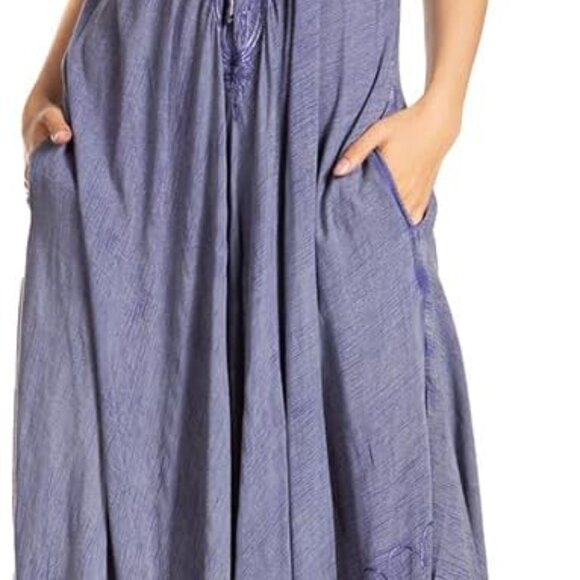 Dresses & Skirts - Embroidered Caftan Dress Rayon One Size Lightweight Cover Up